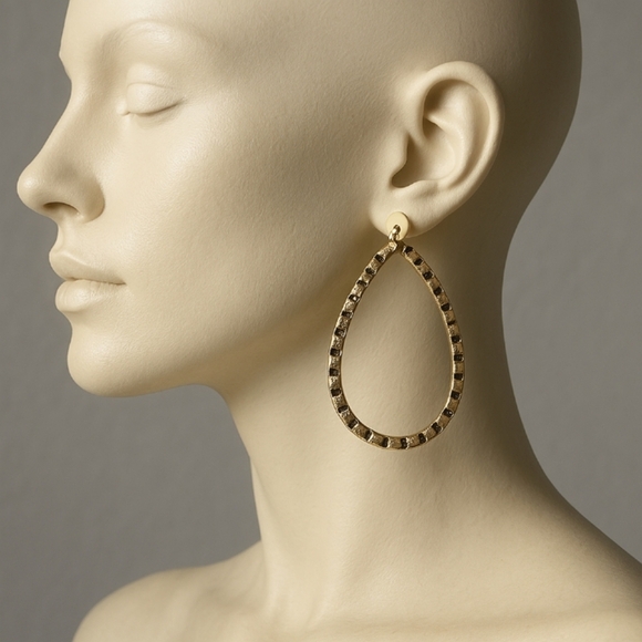 Dainty Twisted Gold tone Hoop 1.5 inches Drop Earrings - Picture 1 of 8